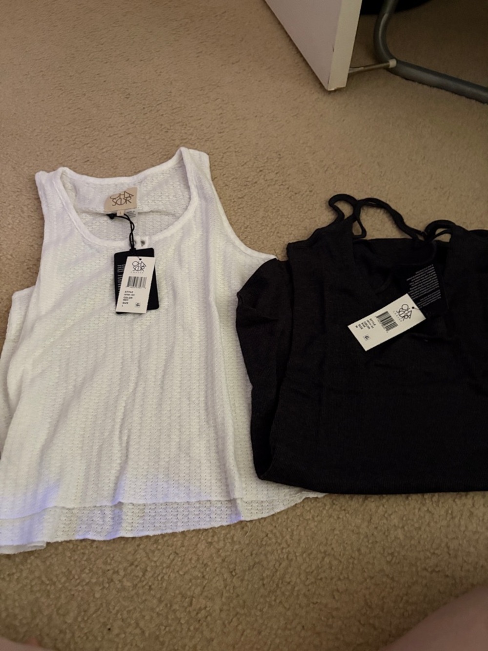 Chaser Women’s Ribbed Tank Top - White and Black